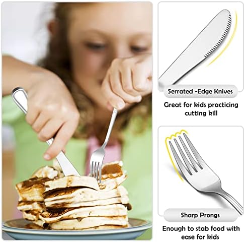 E-far 12-Piece Kids Safety Flatware Stainless Steel Set for Preschoolers