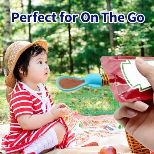 GuyemnatReusable Baby Food Pouches Silicone Squeeze Spoons
