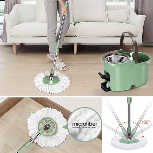 MASTERTOP Spin Mop and Bucket Set with Wringer