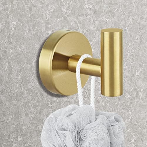 4-Piece Gold Stainless Steel Towel Robe Hook Set