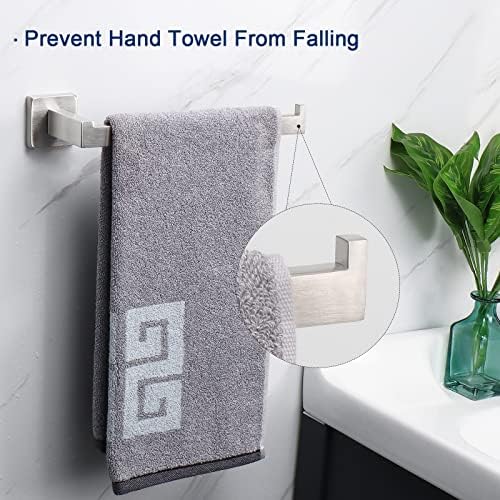 NearMoon Square Hand Towel Holder Premium Stainless Steel Rustproof brushed nickel style