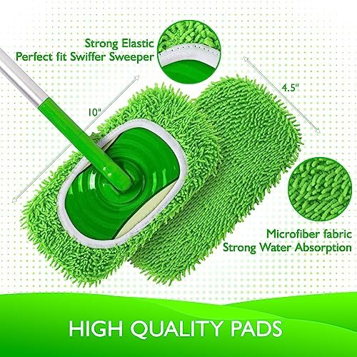 Reusable Microfiber Mop Pads for Swiffer Sweeper - 4-Piece Set